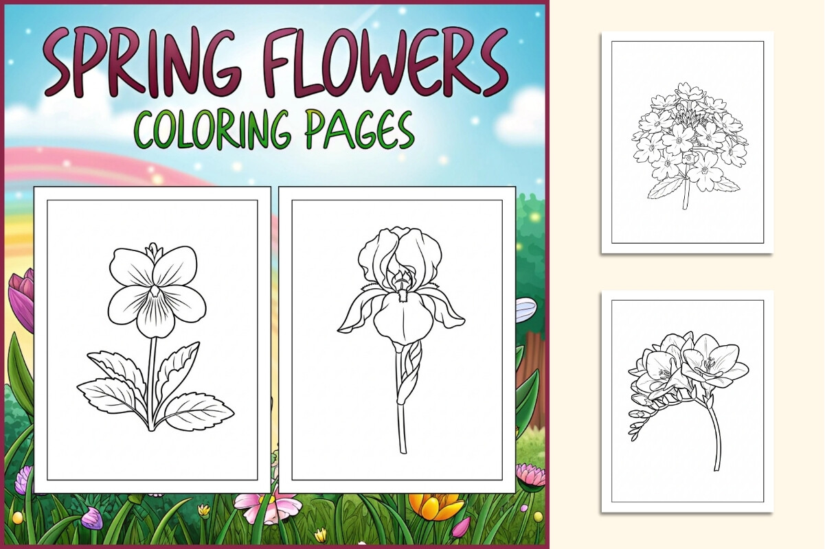 Spring Flowers Coloring Pages for Kids