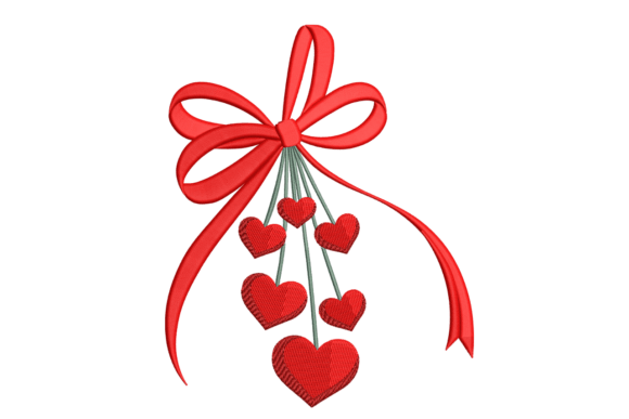 Valentine Bow with Dangling Hearts