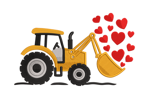 Valentine Excavator with Hearts