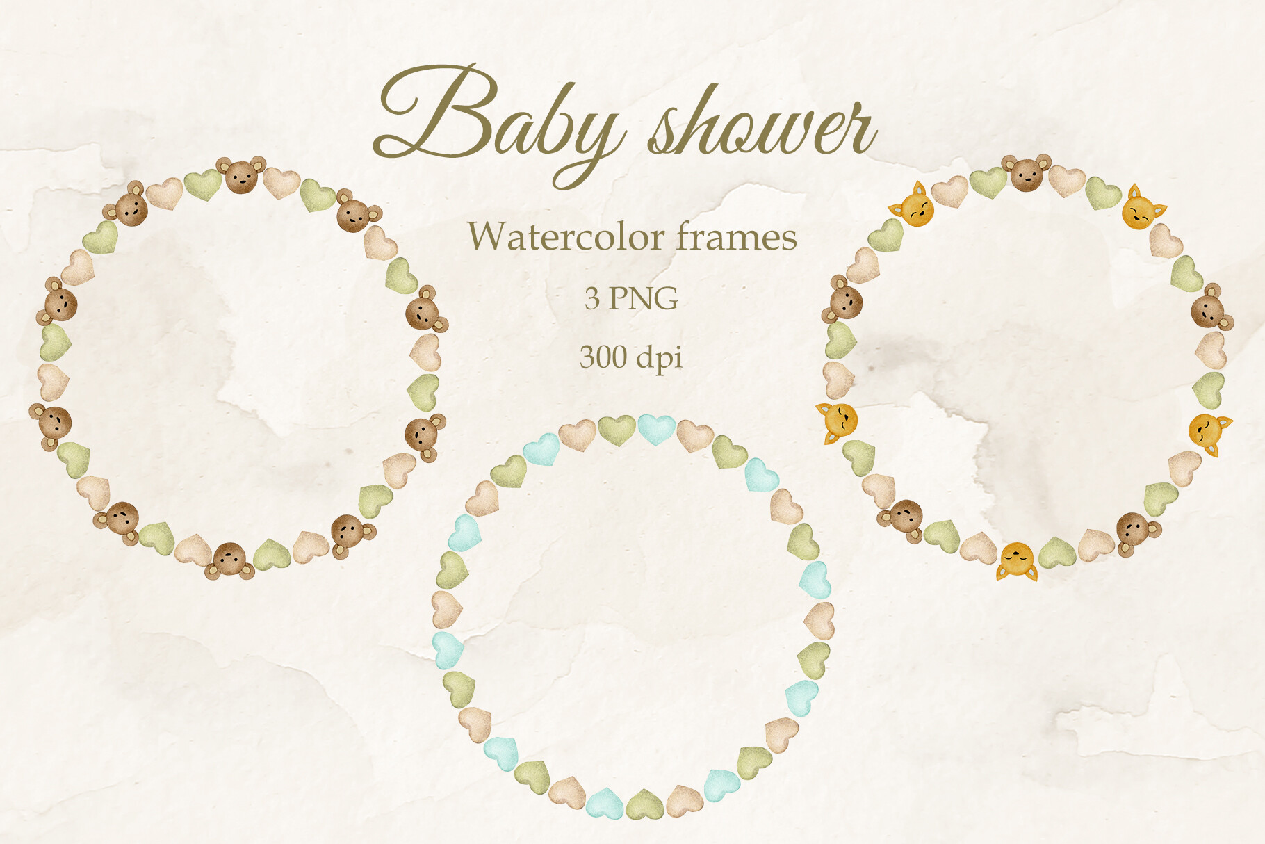 Boho Baby. Set of Round Frames. PNG.