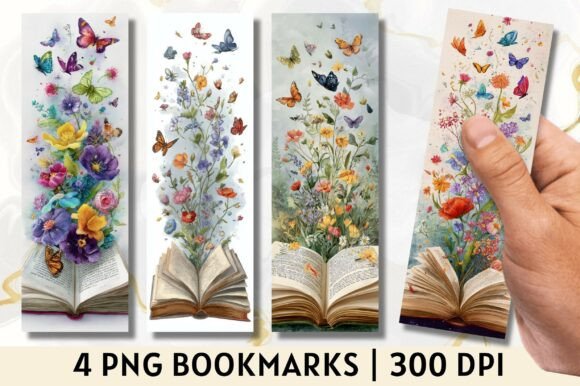 Butterfly Open Book Floral Bookmark Grafik Plotterdateien Von DIGITAL HIVE
