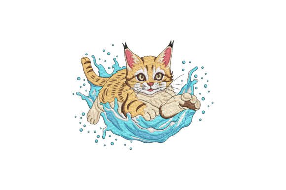 Cute Cat in Water