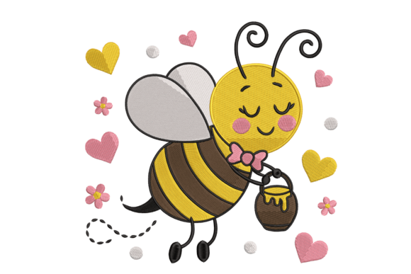 Cute Honey Bee with Hearts
