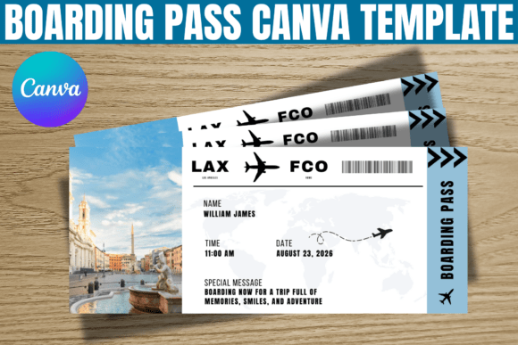 Editable Boarding Pass Canva Template