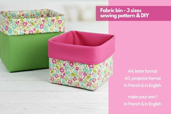 Fabric Bin Sewing Pattern - 3 Sizes