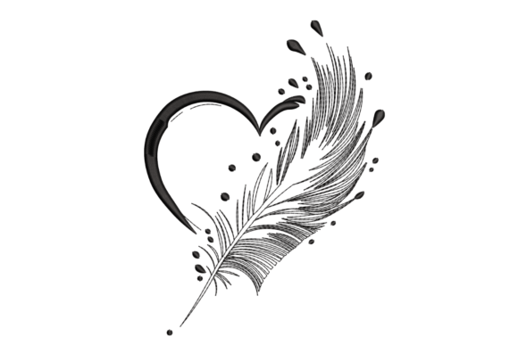 Feather Heart Outline – Minimalist