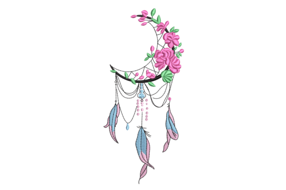 Floral Crescent Moon Dreamcatcher