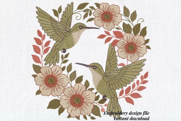 Floral Hummingbird Wreath