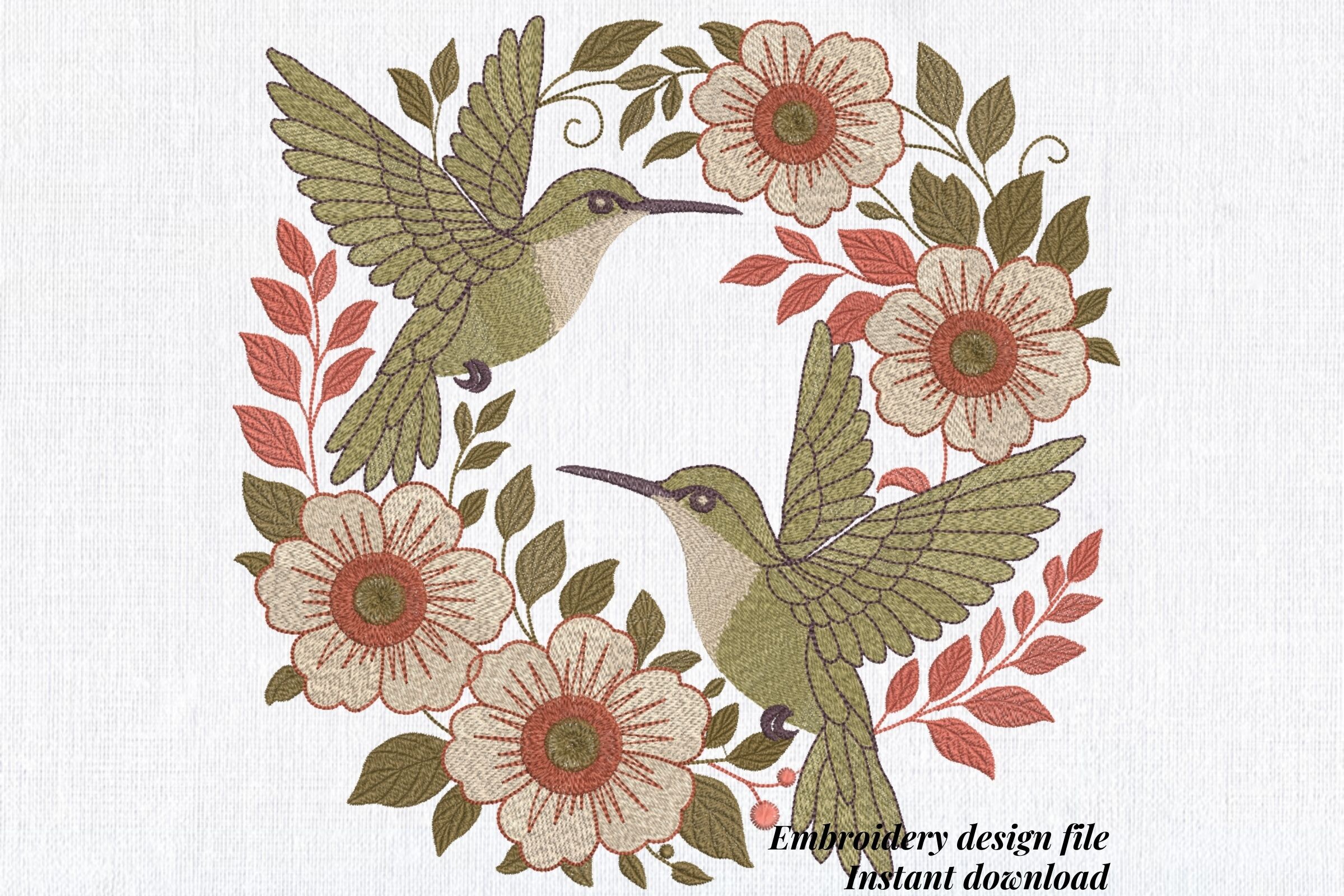 Floral Hummingbird Wreath