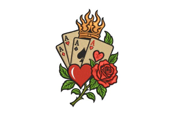 Floral Poker Card with Crown
