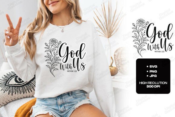 God with Us Bible Verse Floral Art
