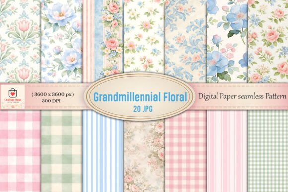 Grandmillennial Floral Seamless Patterns