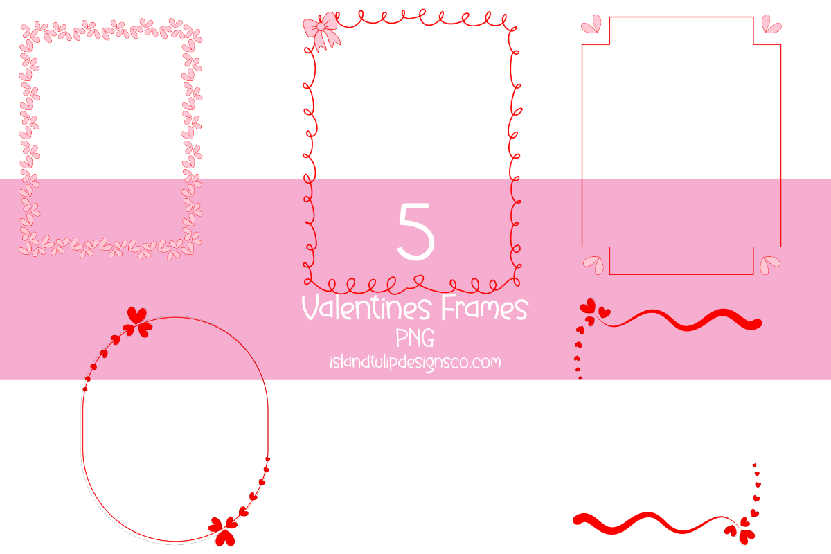 Hand Drawn Valentine Frames Set
