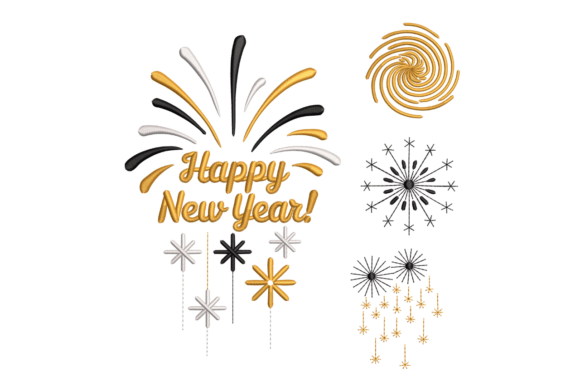 Happy New Year Fireworks Motif Set