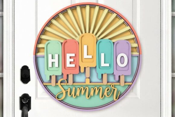 Hello Summer Sign Laser Cut Corte con Láser Por Dream Print