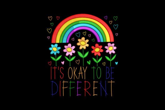 It's Okay to Be Different with Rainbow Floral & Garden Embroidery Design By EmbroX