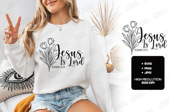 Jesus is Lord Bible Verse Floral Art