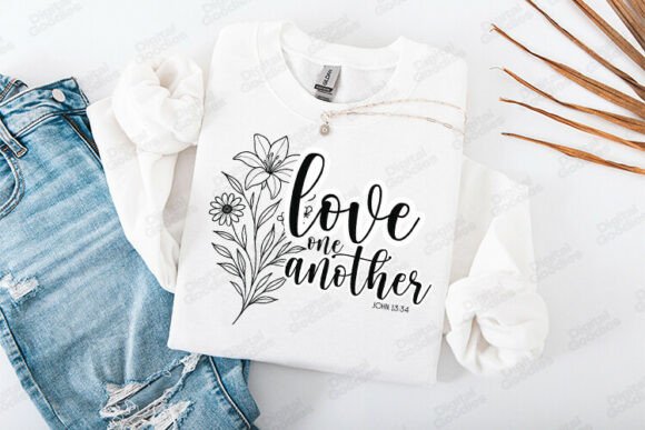 Love One Another Bible Verse Floral