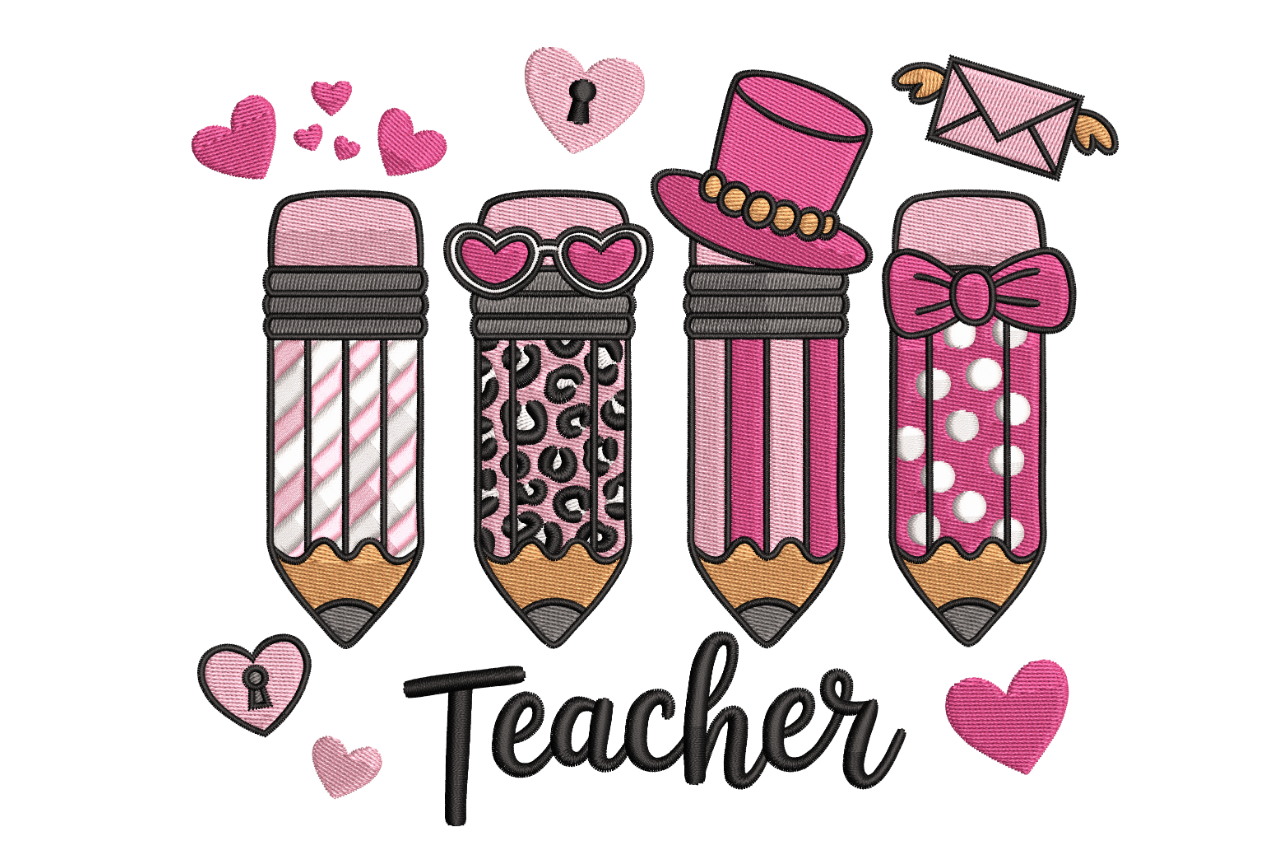 Pink Pencils Teacher – Cute School