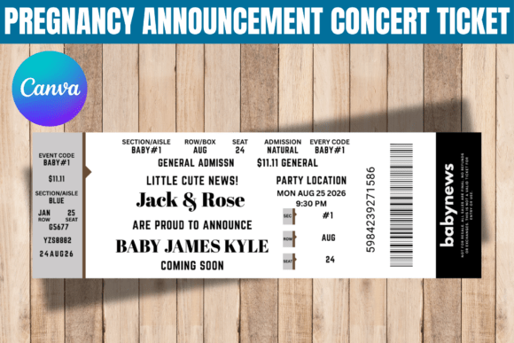 Pregnancy Announcement Concert Ticket