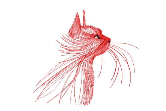 Red Line Art Cat
