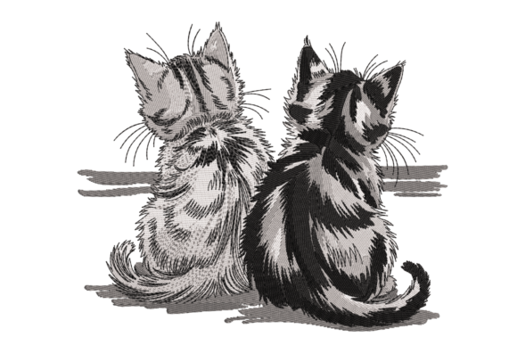 Two Tabby Cats from Behind