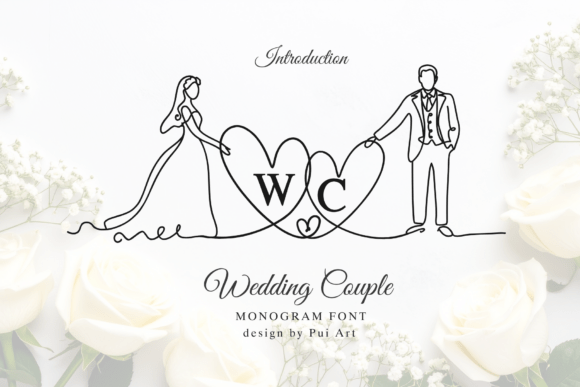 Preview specimen of Wedding Couple Monogram decorative font