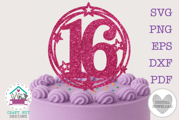 16th Birthday Cake Topper SVG Number 16