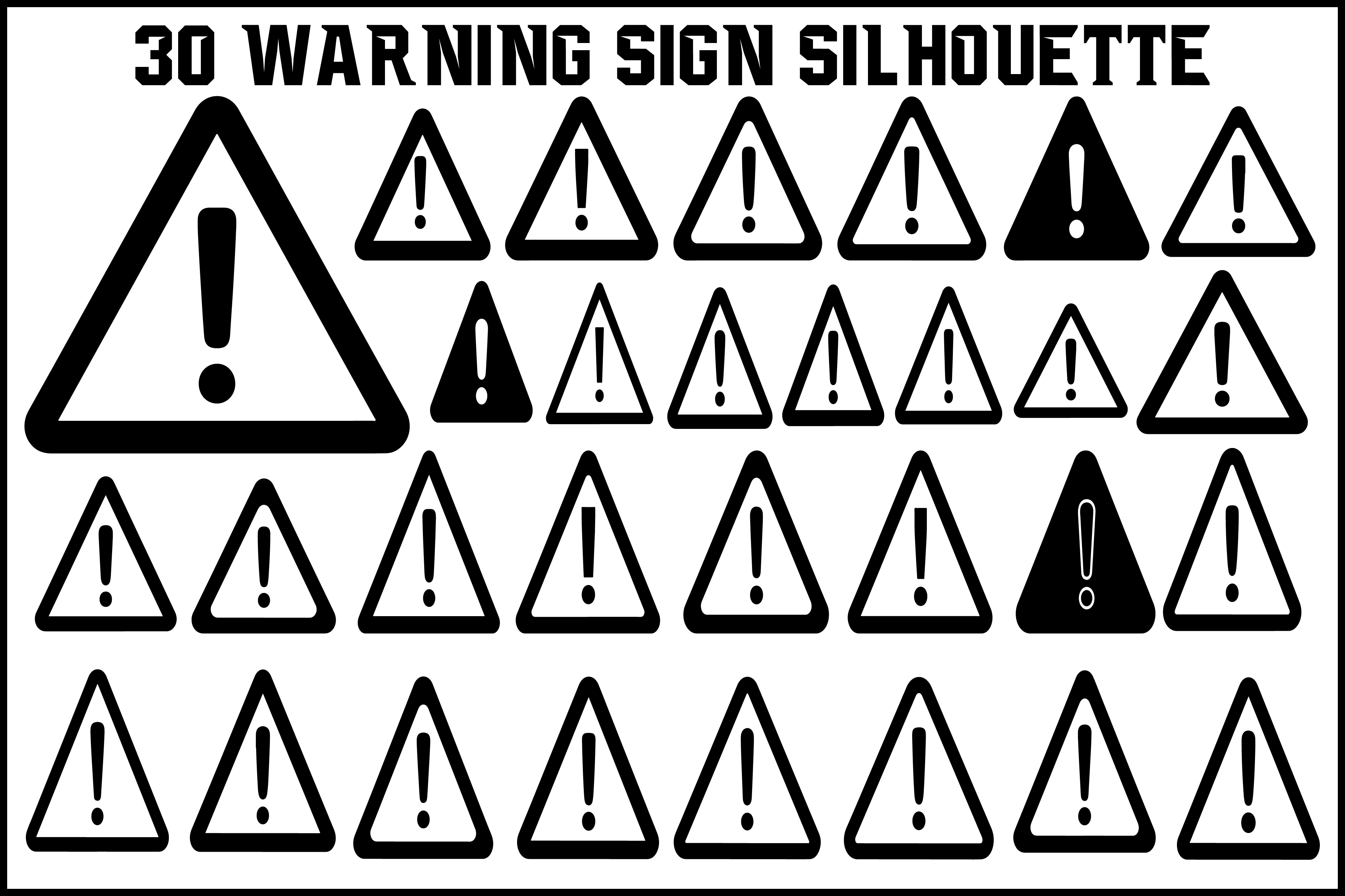 30 Warning Sign Silhouette Set – Caution