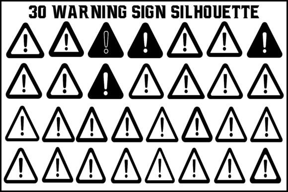 30 Warning Sign Silhouette Set