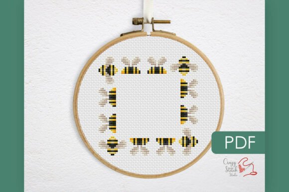 Bee Wreath Cross Stitch Pattern
