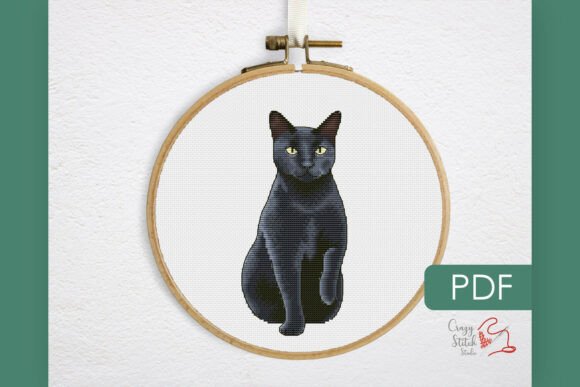 Black Cat Cross Stitch Pattern