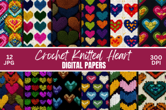 Crochet Knitted Hearts Paper Patterns
