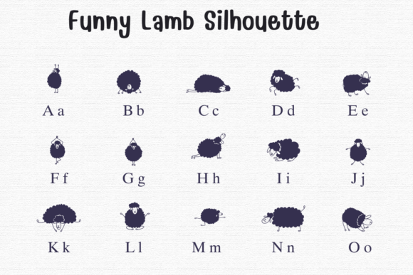 Funny Lamb Silhouette Font PNG with transparent background - Preview 1