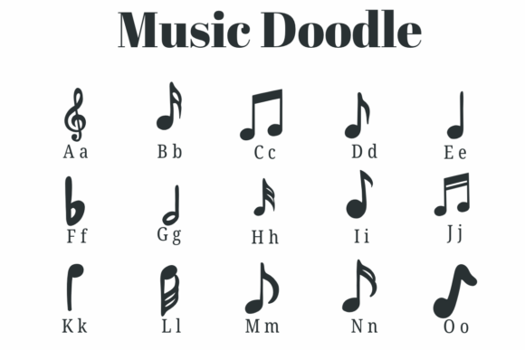 Music Doodle Font PNG with transparent background - Preview 1