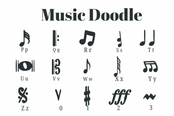 Music Doodle Font PNG with transparent background - Preview 2