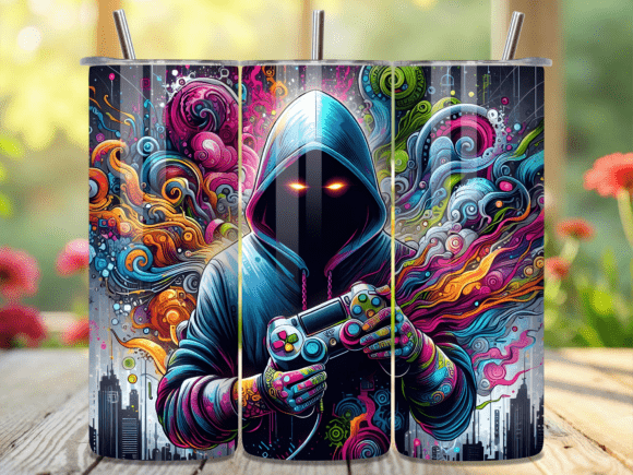 Neon Hooded Gamer Boy 20oz Tumbler Wrap