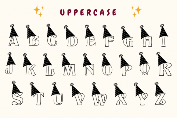 Party Hat Font PNG with transparent background - Preview 1