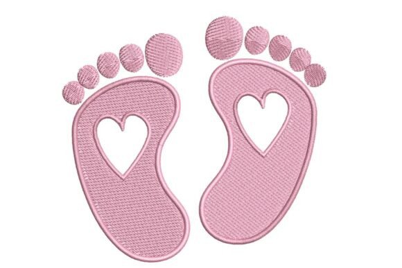Pink Heart Baby Footprints