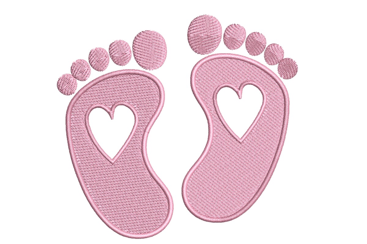 Pink Heart Baby Footprints
