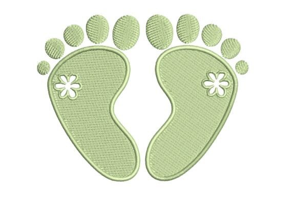 Sage Green Floral Baby Footprints