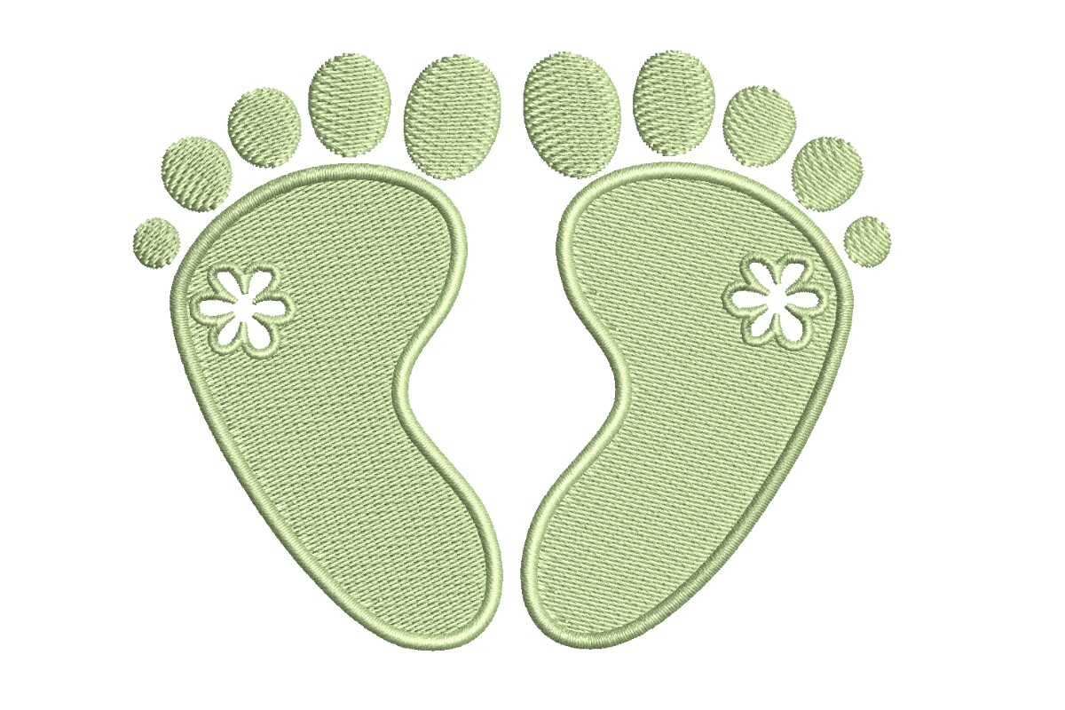 Sage Green Floral Baby Footprints