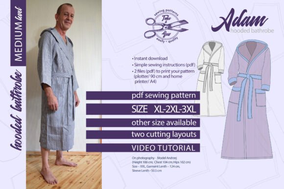 Sew Hooded Bathrobe Adam