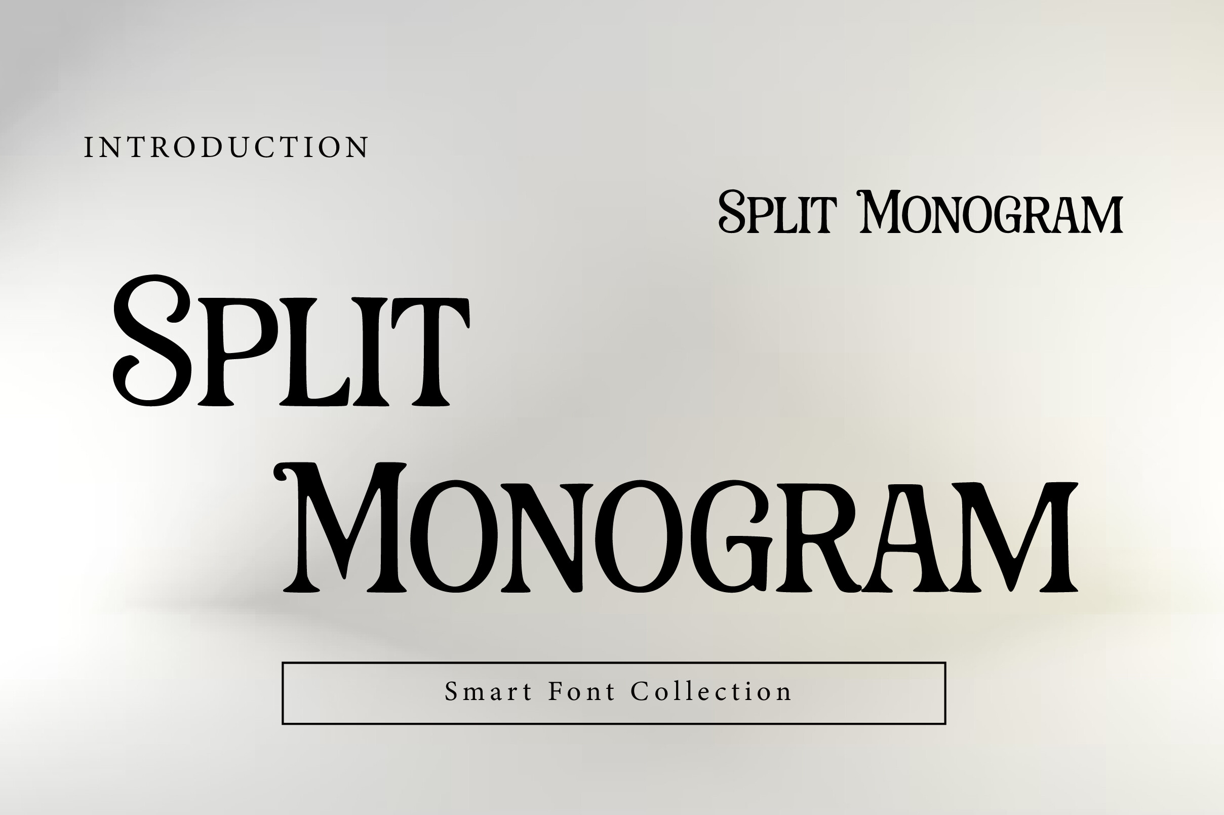 Split Monogram preview, serif monogram with split center