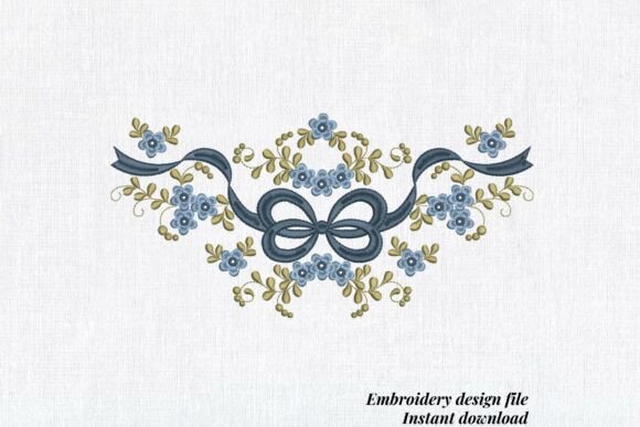 Vintage Frame Floral Bow Blue