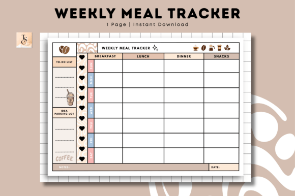 Weekly Meal Tracker Coffee Latte
