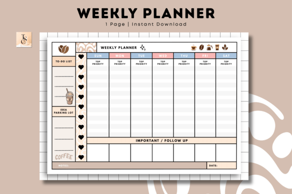 Weekly Planner • Coffee Latte