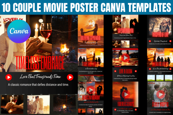 10 Couple Movie Poster Canva Template