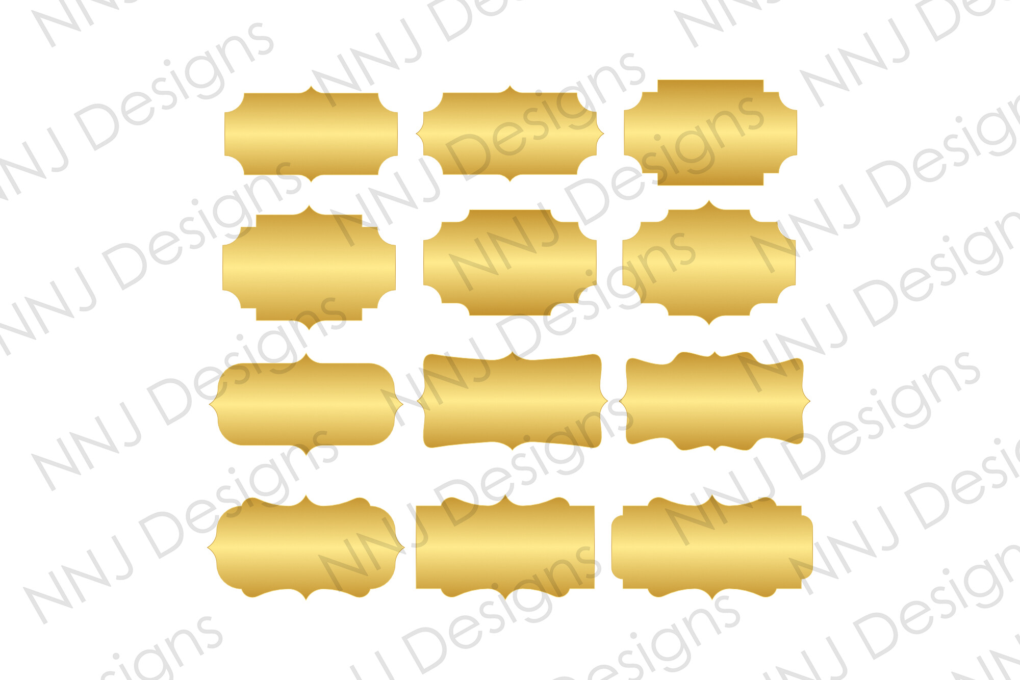 12 Vintage Gold Banner PNG Clipart