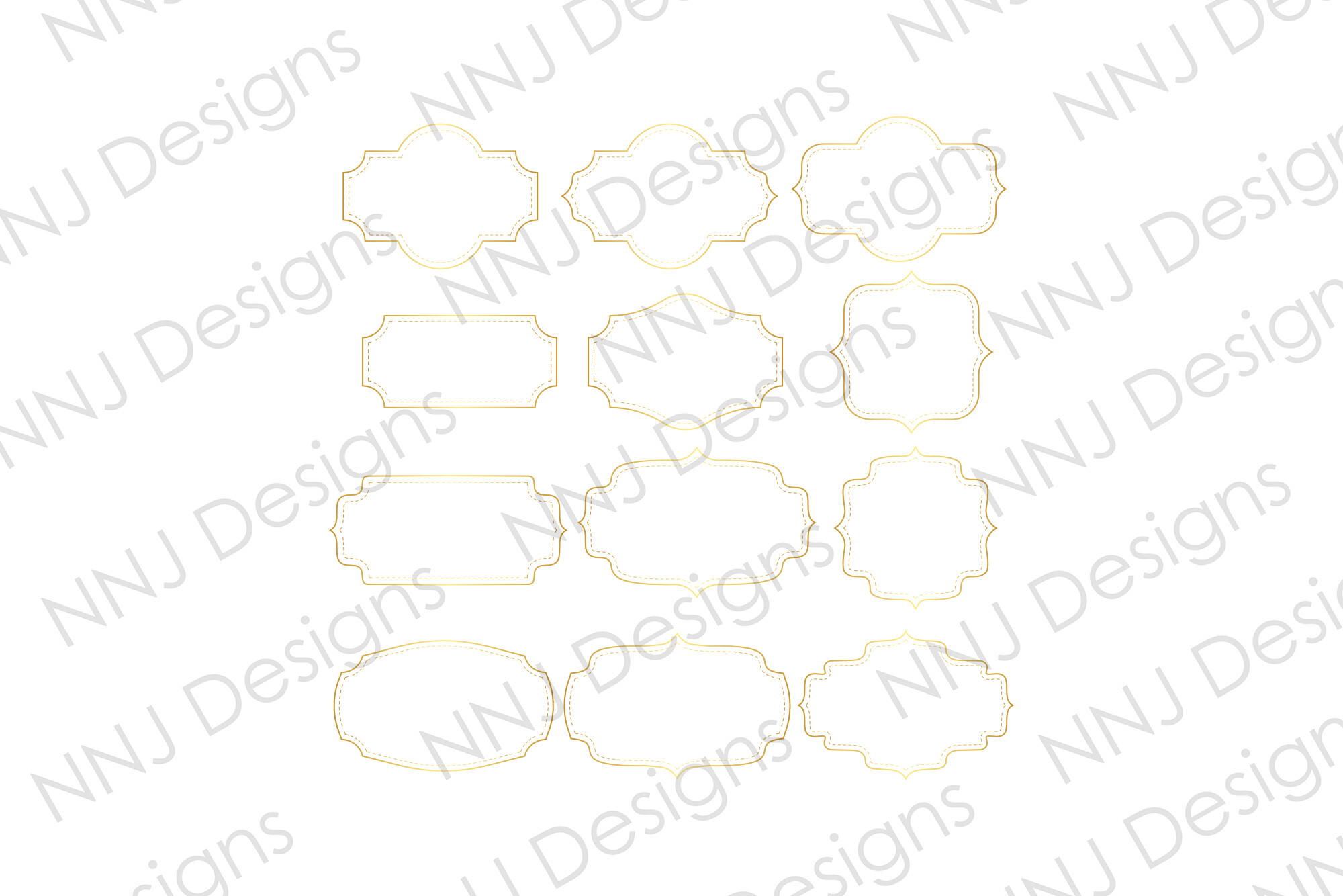 12 Vintage Gold Frame PNG Clipart
